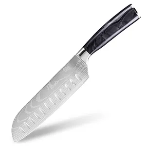 Профессиональный японский кухонный нож сантоку из дамасской стали, ножи из высокоуглеродистой нержавеющей стали, инструмент для приготовления мяса, овощей, 7 дюймов