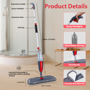 DARIS 2024 nouveau Style maison magique nettoyage des sols ménage plus rapide microfibre rouge Spray vadrouille baignoire vadrouille - Product Image 2