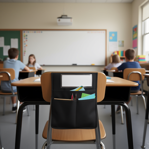 Pochettes pour chaises de classe avec porte-étiquette nominative pour usage scolaire, taille enfant, en tissu, design minimaliste - Product Image 2