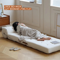 Sofá Cama Convertible Minimalista Moderno Taji Tofu-block, Sillón Modular Plegable Individual, Esponja de Alta Densidad, Lana de Cordero