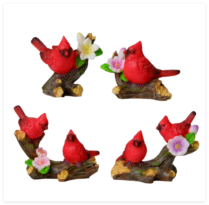 GSrenyu 50 mini statuette in resina rossa cardinale di uccellini