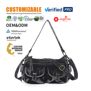 Bolso de Mano Vintage para Mujer Angelkiss, Estilo Europeo Americano, Gran Capacidad, Cuero Suave, Correa Única, Cierre de Cremallera, Poliéster - Product Image 1