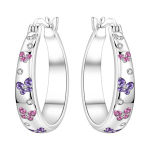 Pendientes de aro con forma de mariposa de cobre blanco, estilo europeo y americano original, pendientes versátiles para mujer - Product Image 1