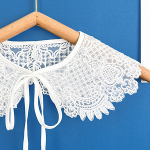Venta al por mayor hecho a mano Vintage blanco Organza encaje Peter Pan <span class=keywords><strong>Collar</strong></span> bordado desmontable falso <span class=keywords><strong>Collar</strong></span> para niños ropa - Product Image 3