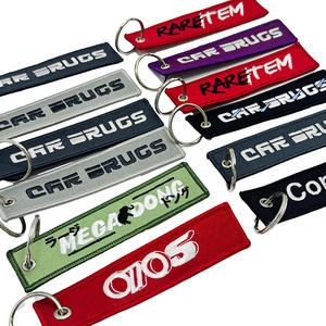 맞춤형 로고 자수 키링 제트 태그 키체인 친환경 폴리에스터 원단 브랜드 라벨 키체인 도매 - Product Image 6