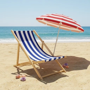 Chaise longue de plage pliable moderne en <span class=keywords><strong>bois</strong></span> pour l'extérieur, chaise inclinable portable en <span class=keywords><strong>bois</strong></span> pour le <span class=keywords><strong>camping</strong></span> et la plage - Product Image 1