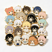 Badge personnalisé en émail souple, design animal imprimé en relief, en métal plaqué or poli et pailleté, souvenir d'anime