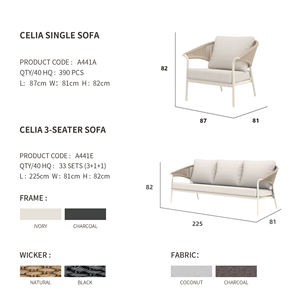 Ensemble de canapés d'extérieur Artie de luxe tous temps meubles de patio de jardin en rotin PE ensemble de salon commercial hôtel villa terrasse - Product Image 3