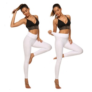 2021 Women High Waist Elastic Sports Fitness Gym Honeycomb Bubble Texture Anti Cellulite Waffle Textured Yoga Pants <strong>Leggings</strong> - Product Image 3
