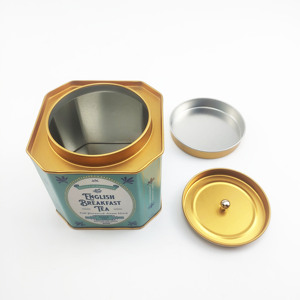 Hexagon Tinplate Tea Tin Airtight Food Storage Can <b>Metal</b> <b>Box</b> for Tea Cookies Nuts Seasonings - Product Image 3