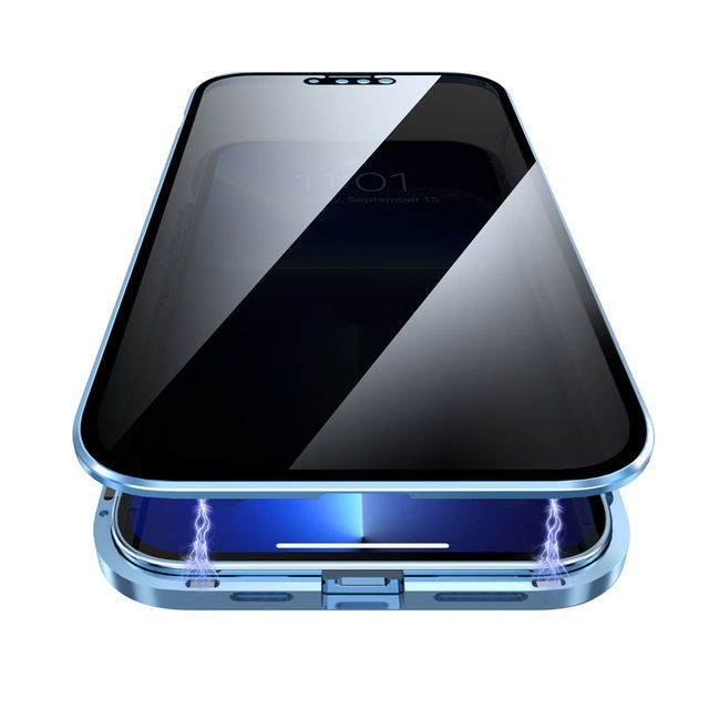 Shockproof Magnetic Phone case for iphone 14 13 12 Pro Max Transparent Anti-spy Generation Screen Protector case