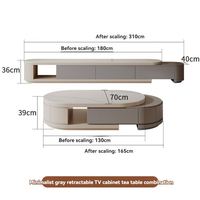 Table basse et meuble TV intégrés en bois rétractables de style crème, de luxe italien, durables, modernes et minimalistes pour salon