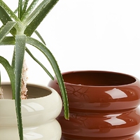 Ensemble de vases en céramique beige mat avec découpe ajourée, récipient sculptural abstrait, décoration de table moderne pour la maison