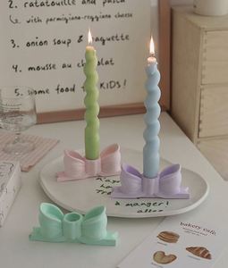 Sweet Candle <b>Candlestick</b> Creative <b>Candlestick</b> Ornament <b>Pink</b> Gypsum Bow <b>Candlestick</b> Home Decorative Items and Ornaments - Product Image 6
