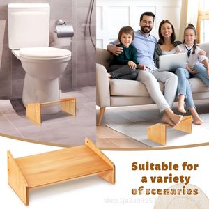 Wooden <b>Footstool</b> Trapezoid Shape Pine Wood Freestanding Desk Footrest <b>Adjustable</b> Ergonomic Support - Product Image 1