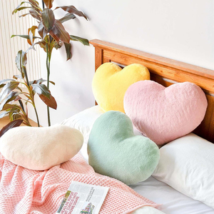 Custom Cute <strong>Heart</strong> <strong>Shaped</strong> Faux Rabbit Fur Room Decorative Throw Pillow <strong>Heart</strong> Plush <strong>Cushion</strong> for Couch Bed Kid Girls - Product Image 5