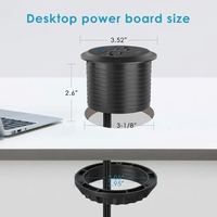 Multiprise encastrable de bureau à œillets ronds avec 2 prises CA et 2 ports USB-C, pour meubles, bureaux, canapés et dessus de table