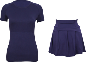 32 colori pronti per la spedizione traspirante anti anti-umidità <span class=keywords><strong>T</strong></span>-Shirt a vita alta plissettata da Tennis 2 pezzi set da donna - Product Image 6