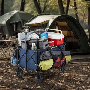 OEM 7 Cu Ftブルー折りたたみ式ヘビーデューティ実用性ワゴンポータブル折りたたみデザインスポーツ食料品ショッピング用プラットフォーム構造 - Product Image 3