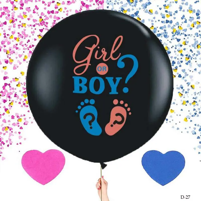 फैक्टरी कस्टम थोक 36 इंच लड़का है या लड़की वह या वह बच्चे बच्चों लिंग प्रकट नीले कंफ़ेद्दी दौर लेटेक्स गुब्बारा