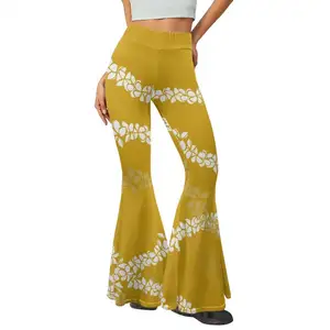 Celana Yoga kuning untuk wanita, celana Yoga olahraga, celana Jogging, celana ketat, desain Puakeniki, motif seni, untuk wanita