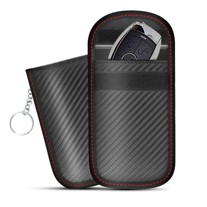 Carbon Material bag Car Key Blocker With Pouch Protective Signal Blocker Case Covers