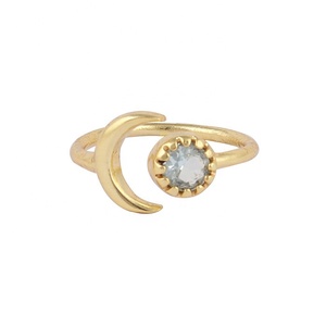 Bague en pierre précieuse iolite empilable plaqué or forme ronde ensemble de broches bague en pierres précieuses bague réglable faite à la main bijoux pour fiançailles - Product Image 4