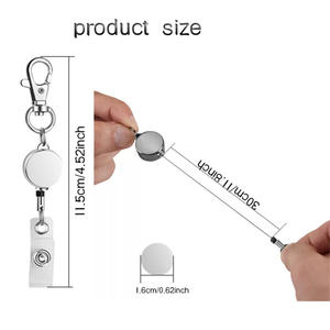 Porte-clés rétractable en métal vierge pour transfert thermique, avec boucle facile à tirer, cordon d'identification, boucle anti-perte, porte-clés en métal - Product Image 6