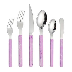 Simple Chinese Trend Western-Style Tableware Set 430 Stainless Steel Handle Knife Fork Spoon Flatware Sets
