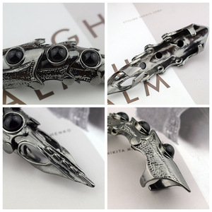 Kingcome Fashion <span class=keywords><strong>Punk</strong></span> <span class=keywords><strong>Rock</strong></span> Rings Vintage personalizzato Animal Skull Full Finger Long Ring accessori - Product Image 2