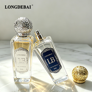 Best‑Selling Faceted Rectangle Empty Perfume Glass <b>Bottle</b> 30Ml 50Ml 100Ml clear perfume <b>bottle</b> With Carved Silver ball cap - Product Image 2