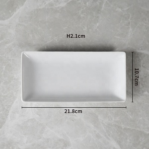 Assiette rectangulaire en céramique de 8,5 pouces, en porcelaine blanche pure, forme moderne et classique, jamais démodée - Product Image 2