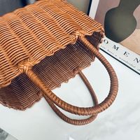 Sac fourre-tout en paille PVC pour pique-nique, sac à main de plage, sac de voyage, sac de courses, sacs en rotin tressé, sac en paille portable