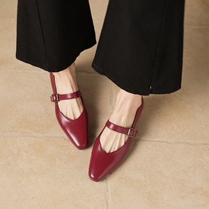 Top layer cowhide 3cm belt buckle 2026 spring-autumn four seasons genuine leather single shoes low heel women's shoes thick heel - Product Image 1