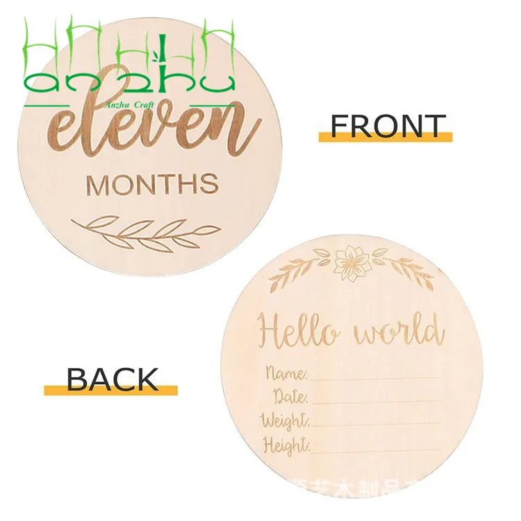 Wooden Milestone Cards and Discs 16pc Set for Baby Photos and First Year Milestones