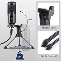 Microphone à condensateur cardioïde USB professionnel 192K sans fil/filaire pour l'enregistrement en Studio diffusion par ordinateur en métal plastique