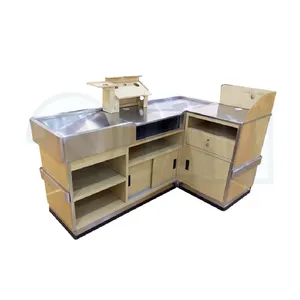 Corner Shelf Cash Checkout Manufactured Stainless Steel Supermarket Checkout Counters