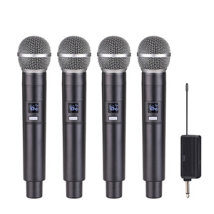 Microphone sans fil, double système de micro dynamique en métal sans fil UHF avec récepteur rechargeable, pour chant karaoké, mariage, DJ, Pa - Product Image 1