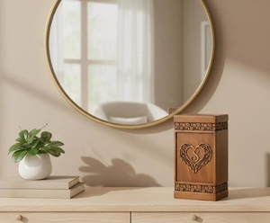 โกศใส่เถ้ากระดูกสำหรับผู้ใหญ่และคนที่คุณรัก |   โกศไม้แกะสลักลายดอกไม้สำหรับงานศพ ทำด้วยมือ - Product Image 3