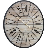Nkandywind — horloge murale surdimensionnée 60CM, grande, en bois et en métal, décoration de ferme moderne rustique, pays français