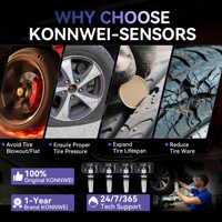 Sensor de Neumáticos para Auto TPMS LINK con Aplicación Móvil Gratuita, Bluetooth 5.2, Sensores de 315/433MHz, OBD y Reaprendizaje de ECU