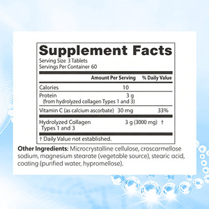 Custom Brand Collagen Tablets with Vitamin C Supports Hair Bones Nails Skin High Quality Beauty <b>Supplement</b> Product - Product Image 6