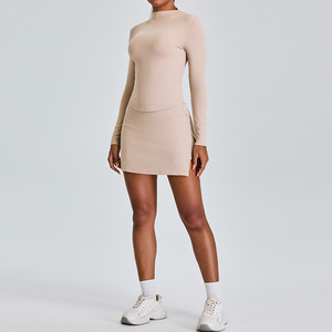 Body de yoga y mono sexy de una pieza para mujer Pure Desire, ajustado, de manga larga, con falda y pantalón <span class=keywords><strong>culotte</strong></span>, que realza la cadera - Product Image 4