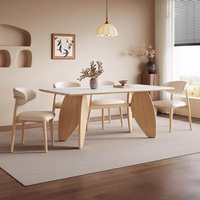 Ensemble de table et chaises de salle à manger en bois massif de style nordique français rétro, 6 places, meubles de maison durables