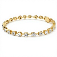 Bracelet tennis de luxe plaqué or 18K 14K avec diamants de formes multiples (rond, ovale, cœur, émeraude, poire) pour femme, cadeau de mariage