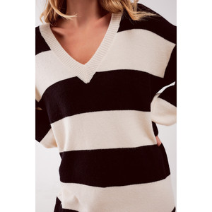 Robe pull à rayures noire - Product Image 1