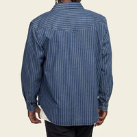Kemeja Denim Kasual Bergaris Ramah Lingkungan 100% Katun Model Western 2-Saku Regular Fit Grosir