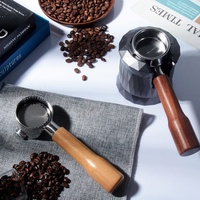 Portafiltro Sem Fundo Kingze 51mm com Cabo de Madeira, Filtro de Aço Inoxidável para Máquina de Café Delonghi