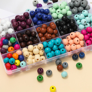 Cuentas redondas de madera de color sólido de 10 mm, cuentas sueltas para hacer joyería DIY, pulseras y collares hechos a mano. - Product Image 1