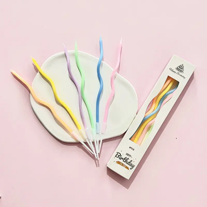 BI03 gros coloré courbe fil <span class=keywords><strong>gâteau</strong></span> fête <span class=keywords><strong>anniversaire</strong></span> spirale torsion bougies 6 pièces/boîte souhaitant bougie - Product Image 5